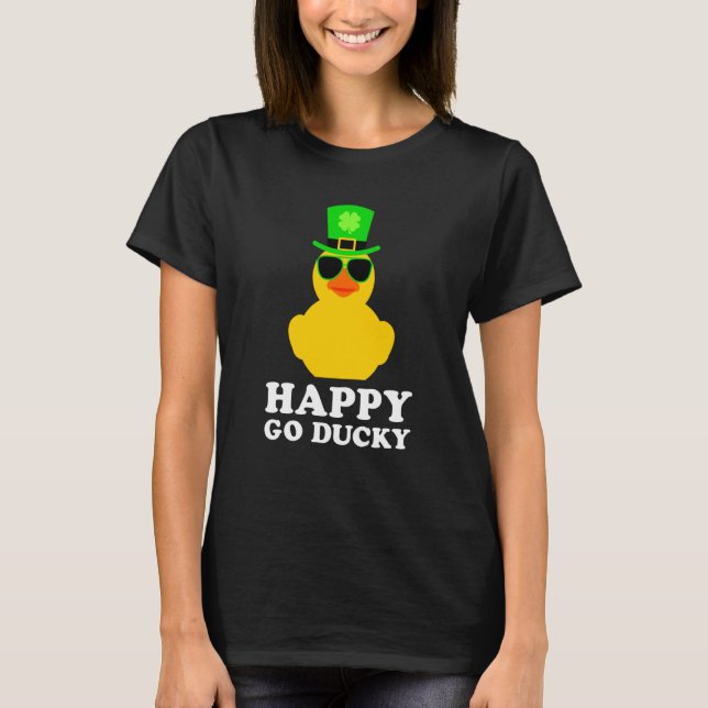 Camiseta Cute St Patrick's Day Rubber Duck Sunglasses Hat P (Anverso)