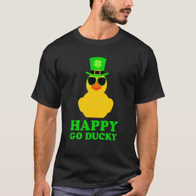 Camiseta Cute St Patrick's Day Rubber Duck Sunglasses Hat P (Anverso)