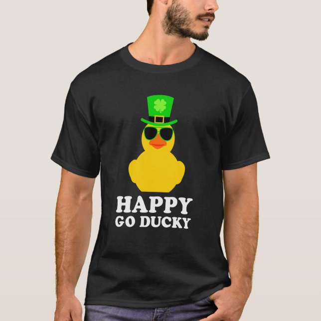 Camiseta Cute St Patrick's Day Rubber Duck Sunglasses Hat P (Anverso)