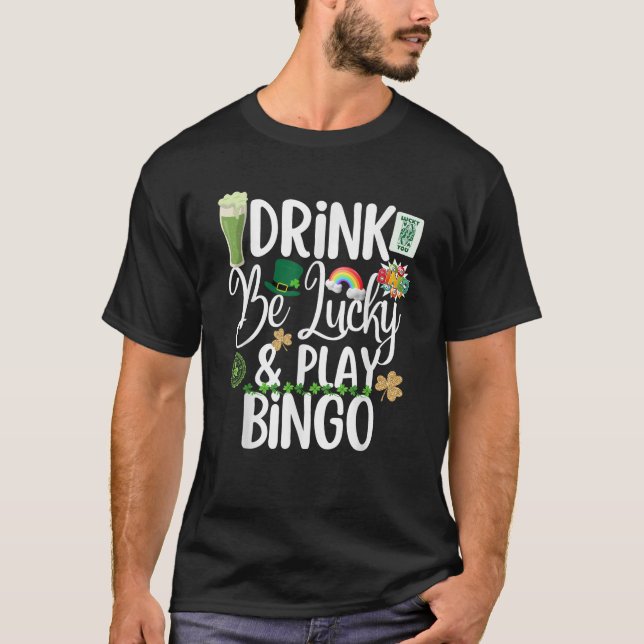 Camiseta Cute St Patricks Day Shamrock Bingo Drinking Group (Anverso)