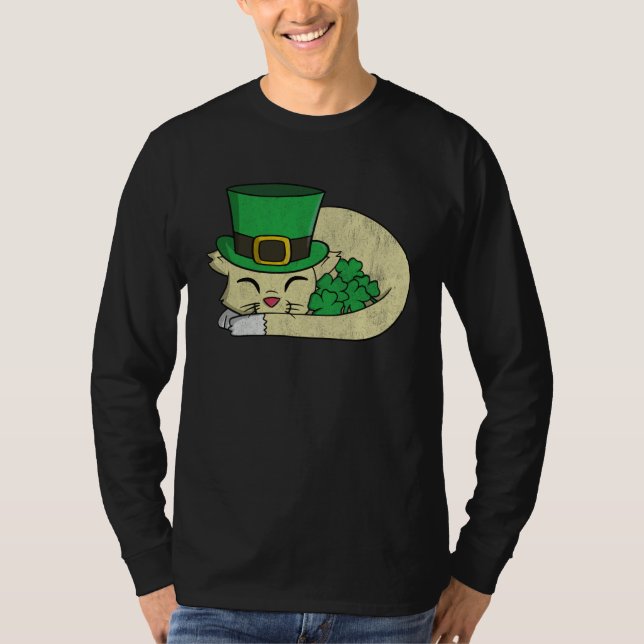 Camiseta Cute  St Pattys Day  For Girls Cat (Anverso)