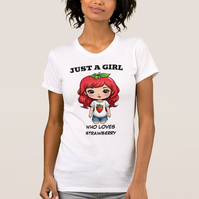 Camiseta Cute Strawberry Girl Kawaii Art (Anverso)