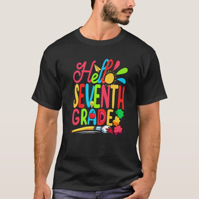 Camiseta Cute Student Teacher Hello Seventh Grade First Day (Anverso)