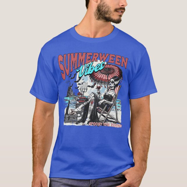 Camiseta Cute Summerween Vibes Spooky Summer Halloween Skel (Anverso)
