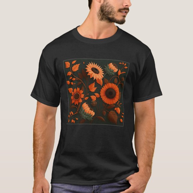 Camiseta Cute Sun Flower Illustration Unique Leaf Plants Wo (Anverso)