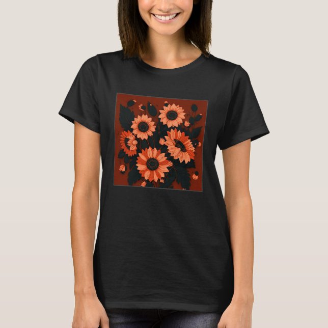 Camiseta Cute Sun Flower Illustration Unique Leaf Plants Wo (Anverso)