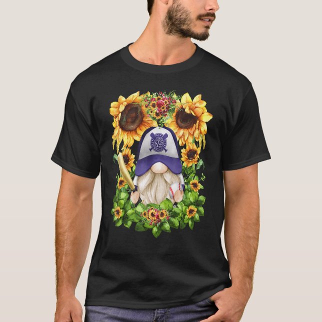 Camiseta Cute Sunflower Baseball Gnome For Women And Baseba (Anverso)