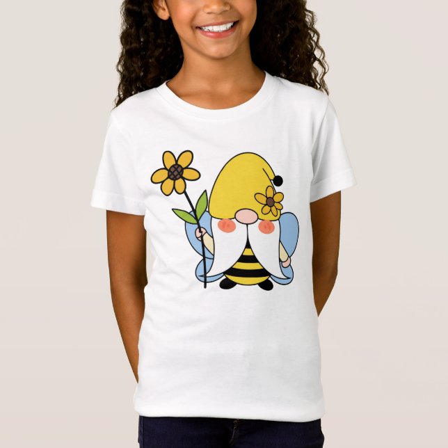 Camiseta Cute Sunflower Bumblebee Gnome T-Shirt (Anverso)
