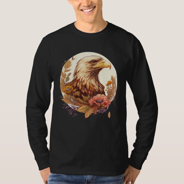 Camiseta Cute Sunflower Eagle Floral Birding Ornithology (Anverso)