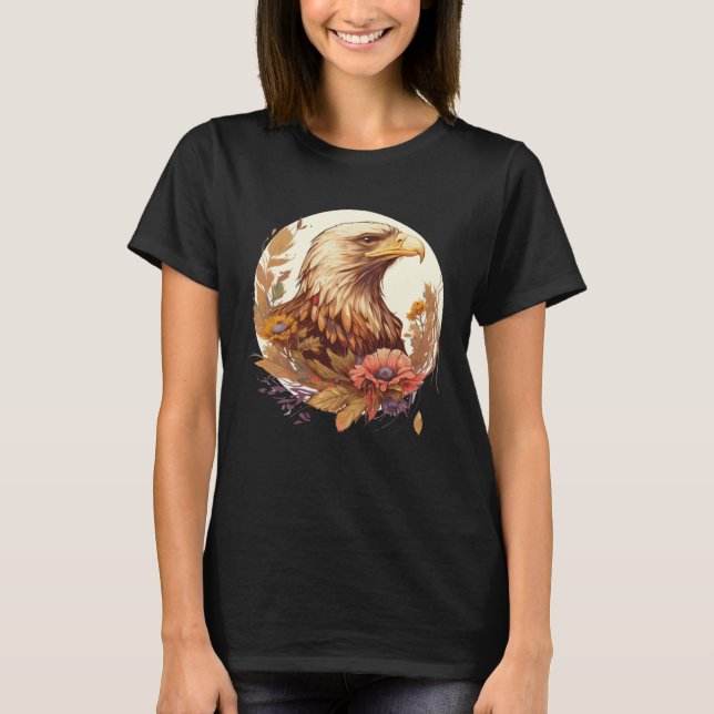 Camiseta Cute Sunflower Eagle Floral Birding Ornithology (Anverso)