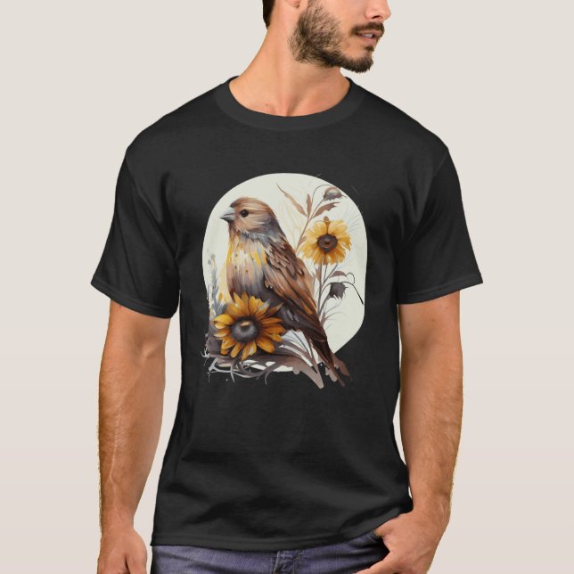 Camiseta Cute Sunflower Finch Ornithologist Birding Bird Wa (Anverso)