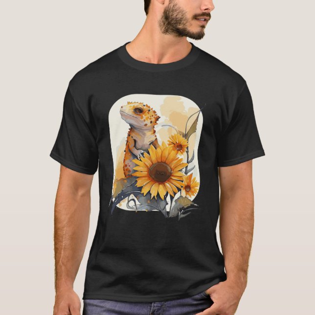 Camiseta Cute Sunflower Gecko Leopard Gecko Reptile Lizard (Anverso)