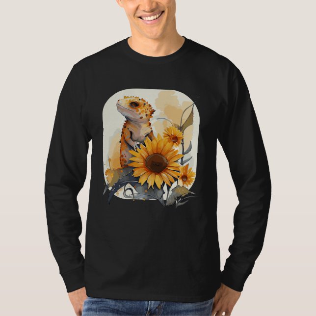 Camiseta Cute Sunflower Gecko Leopard Gecko Reptile Lizard (Anverso)