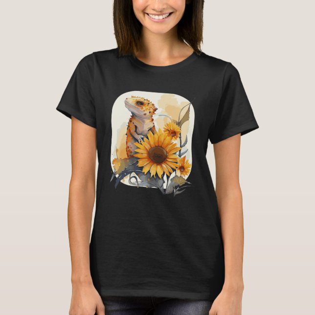 Camiseta Cute Sunflower Gecko Leopard Gecko Reptile Lizard (Anverso)