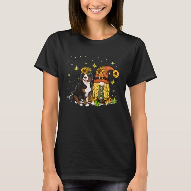 Camiseta Cute Sunflowers Gnome With Greater Swiss Mountain  (Anverso)