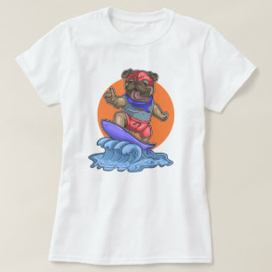 Camiseta Cute Surfing Pug