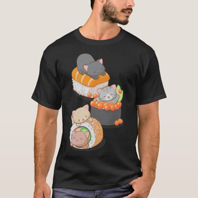 Camiseta Cute Sushi Cat Kawaii Japanese Sushi Cat Otaku Kaw (Anverso)