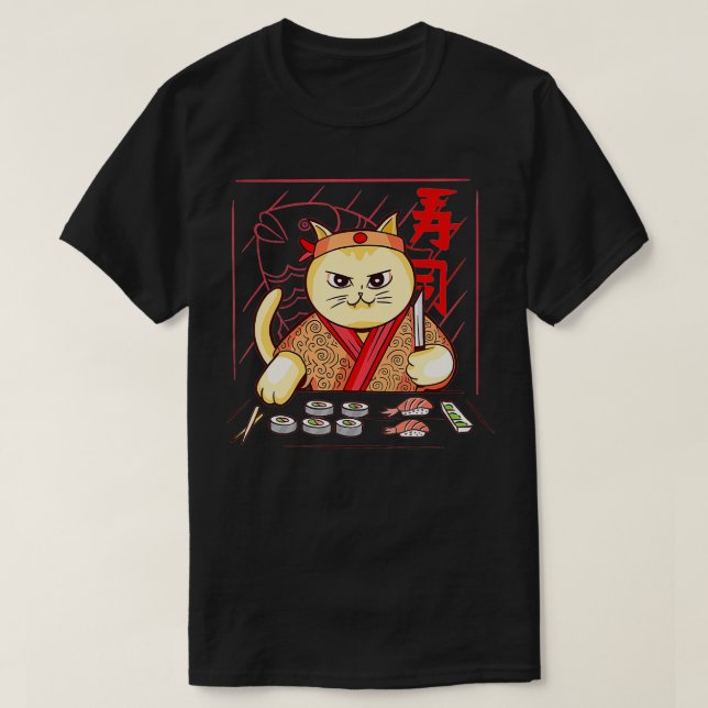 Camiseta Cute Sushi Chef Cat (Diseño del anverso)