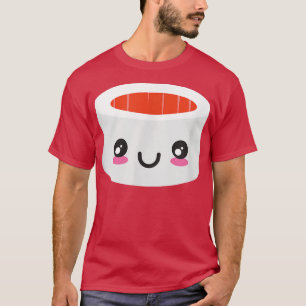 Camiseta Cute Sushi Face Nigiri Maki Sashimi Salmon Japan F