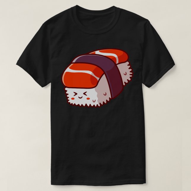 Camiseta Cute Sushi Salmon Cartoon Illustration (Diseño del anverso)