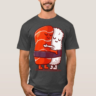 Camiseta Cute Sushi Salmon Pareja Abrazo Personalizado