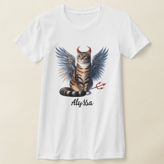 Camiseta Cute Tabby Demon y Angel Cat (Distribución)