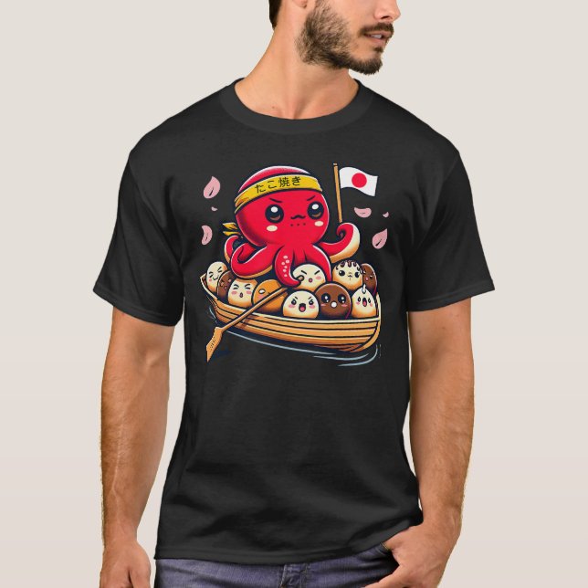 Camiseta Cute Takoyaki and Octopus Japanese street food (Anverso)