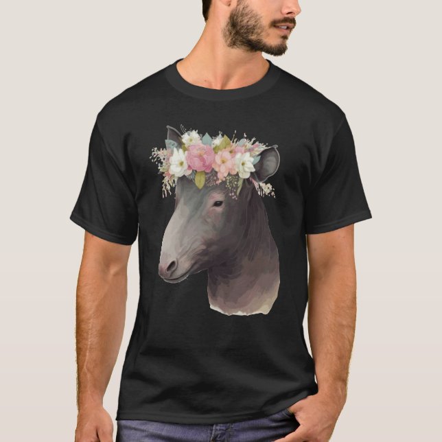 Camiseta Cute Tapir Flower Crown Animal (Anverso)