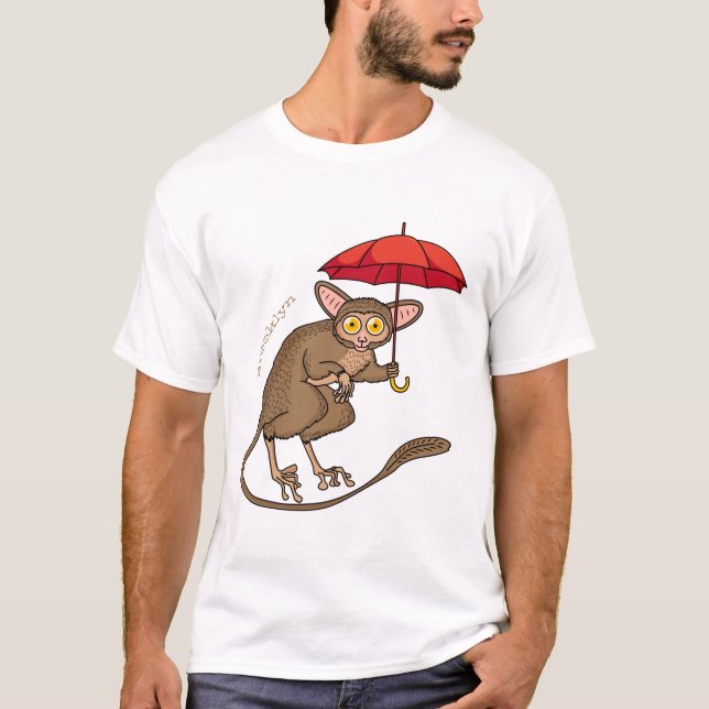 Camiseta Cute Tarsier con ilustracion personalizado paragua (Anverso)