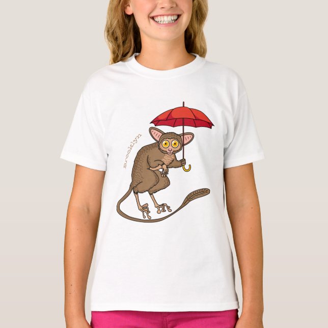 Camiseta Cute Tarsier con ilustracion personalizado paragua (Anverso)