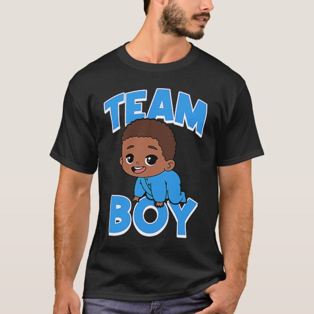 Camiseta Cute Team Boy Black Baby Gender Revelar Fiesta Day (Anverso)
