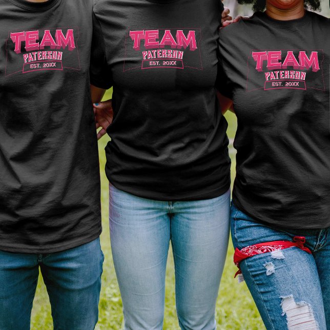 Camiseta Cute Team Pink Family Custom Name Black Sports (Subido por el creador)