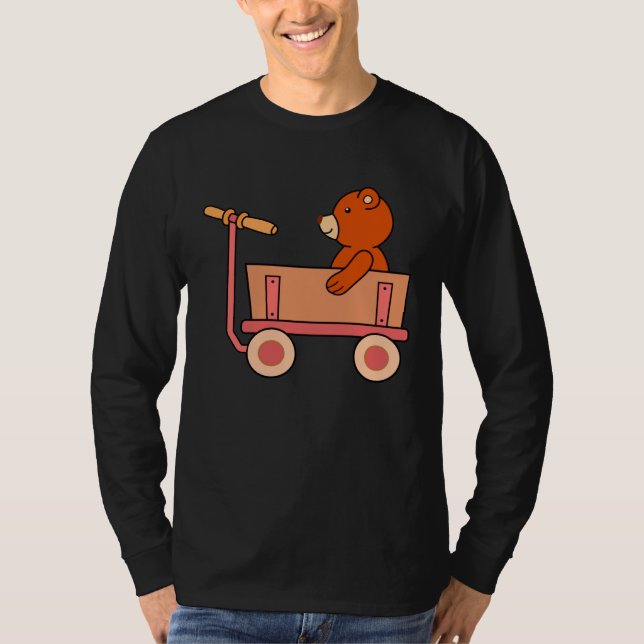 Camiseta Cute teddy bear in handcart girls women boys men (Anverso)