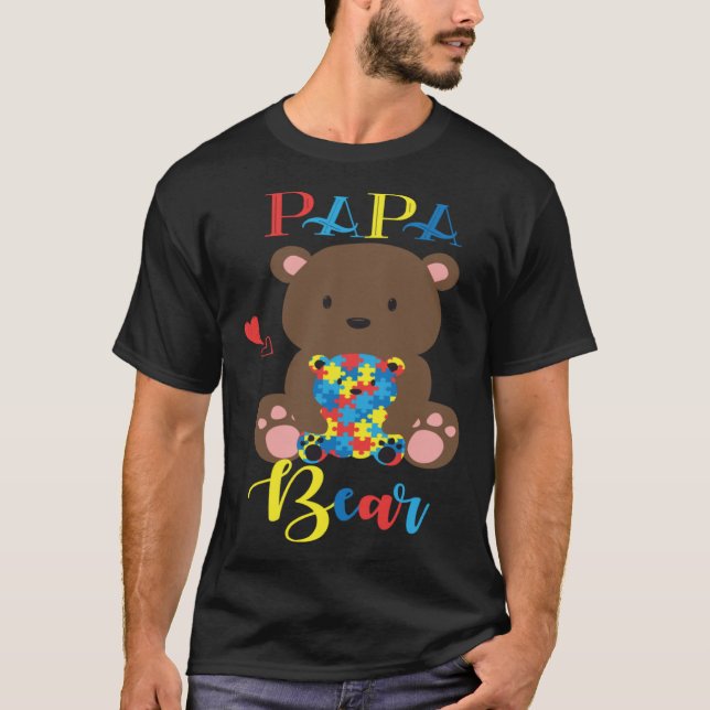Camiseta Cute Teddy Bear  PaPa Bear Autism Father Puzzle Ba (Anverso)