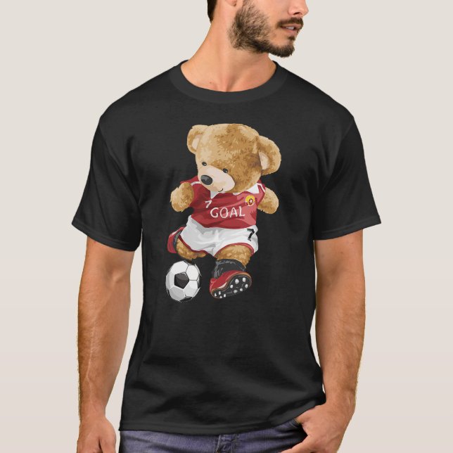 Camiseta Cute teddy bear playing soccer (Anverso)