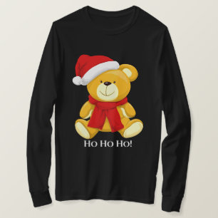 Camiseta Cute Teddy Bear Santa Mens Long Sleeve