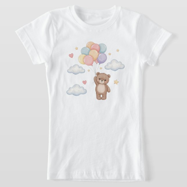 Camiseta Cute Teddy Bear with Balloons in the Sky (Distribución)