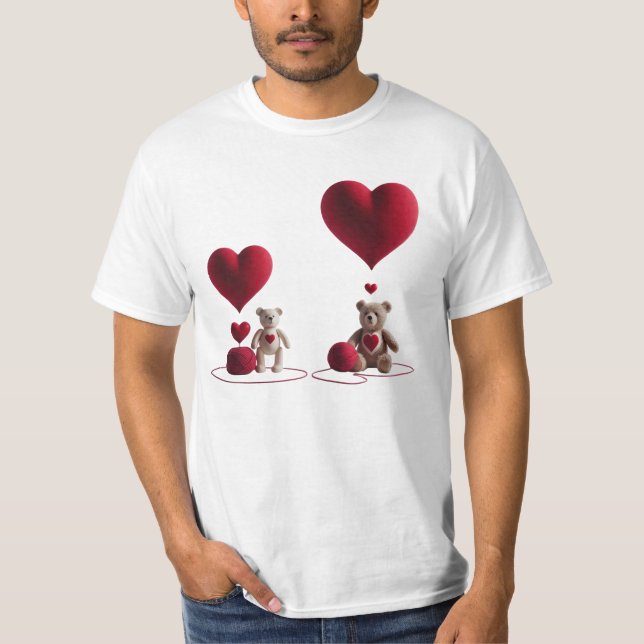 Camiseta Cute Teddy Bears Big Little Heart Men's Value (Anverso)