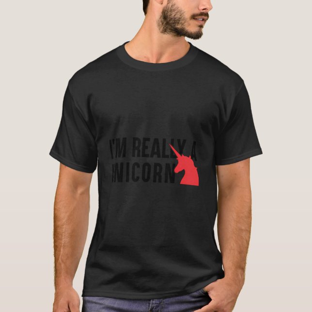 Camiseta Cute Tees Gráficos De Unicornio - Realmente Soy Un (Anverso)