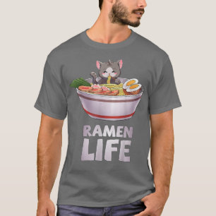 Camiseta Cute Tees Ramen Life Cat Regalo japonés Kawaii Ani