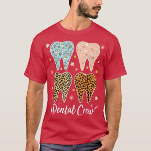 Camiseta Cute Teeth Leopard Dental Crew Bunny Ears Easter D
