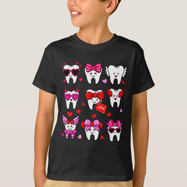 Camiseta Cute Teeth Love Valentine's Day Dental  (Anverso)