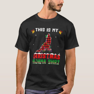 Camiseta Cute This Is My Christmas Lights Pajama Wolf Red P