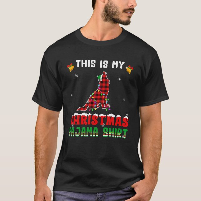Camiseta Cute This Is My Christmas Lights Pajama Wolf Red P (Anverso)