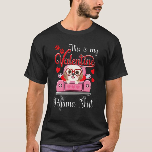 Camiseta Cute This Is My Valentine Pajama Shih Tzu Dog Pupp (Anverso)