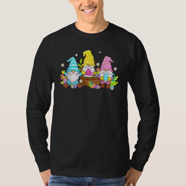 Camiseta Cute Three Gnomes Easter Day Bunny Egg Spring Wome (Anverso)