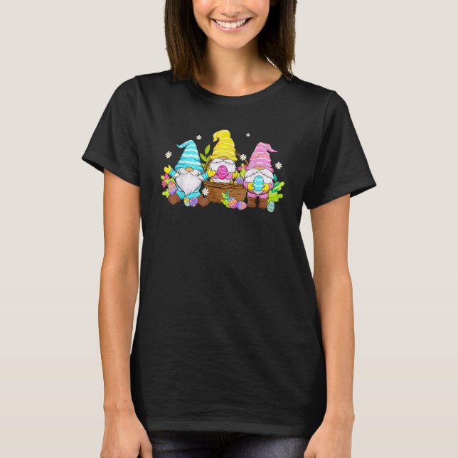 Camiseta Cute Three Gnomes Easter Day Bunny Egg Spring Wome (Anverso)