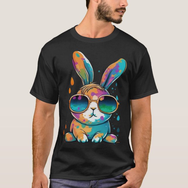 Camiseta Cute Tie Dye Bunny Face Happy Easter Day  Rabbit E (Anverso)