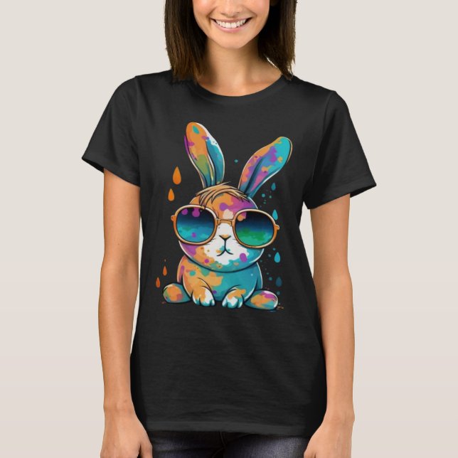 Camiseta Cute Tie Dye Bunny Face Happy Easter Day  Rabbit E (Anverso)
