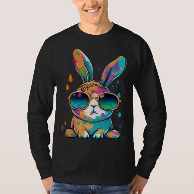 Camiseta Cute Tie Dye Bunny Face Happy Easter Day  Rabbit E (Anverso)